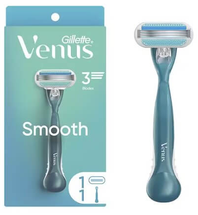 Gillette Venus Smooth Womens Razor with Reusable Razor Handle Blade Refill.